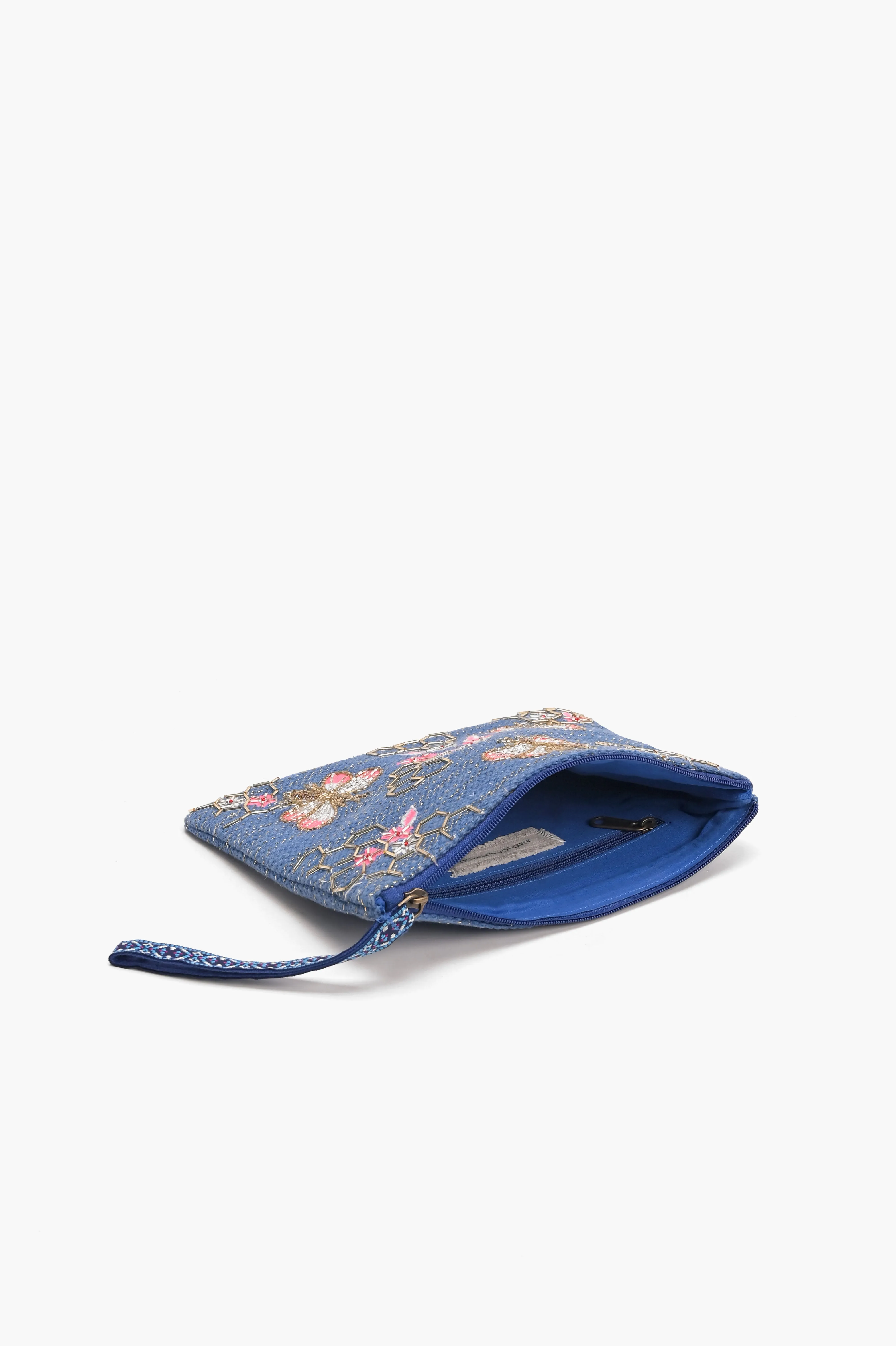 Blue Bee Wristlets Hand-Woven Jacquard Design