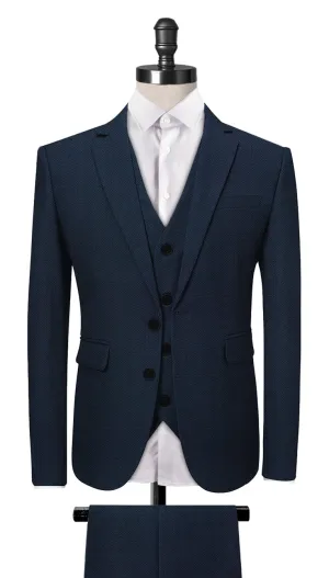 Blue Birdseye 3-Piece Suit