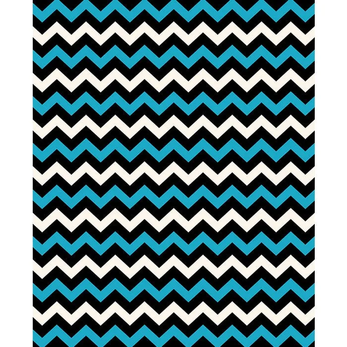 Blue, Black & White Chevron Printed Backdrop