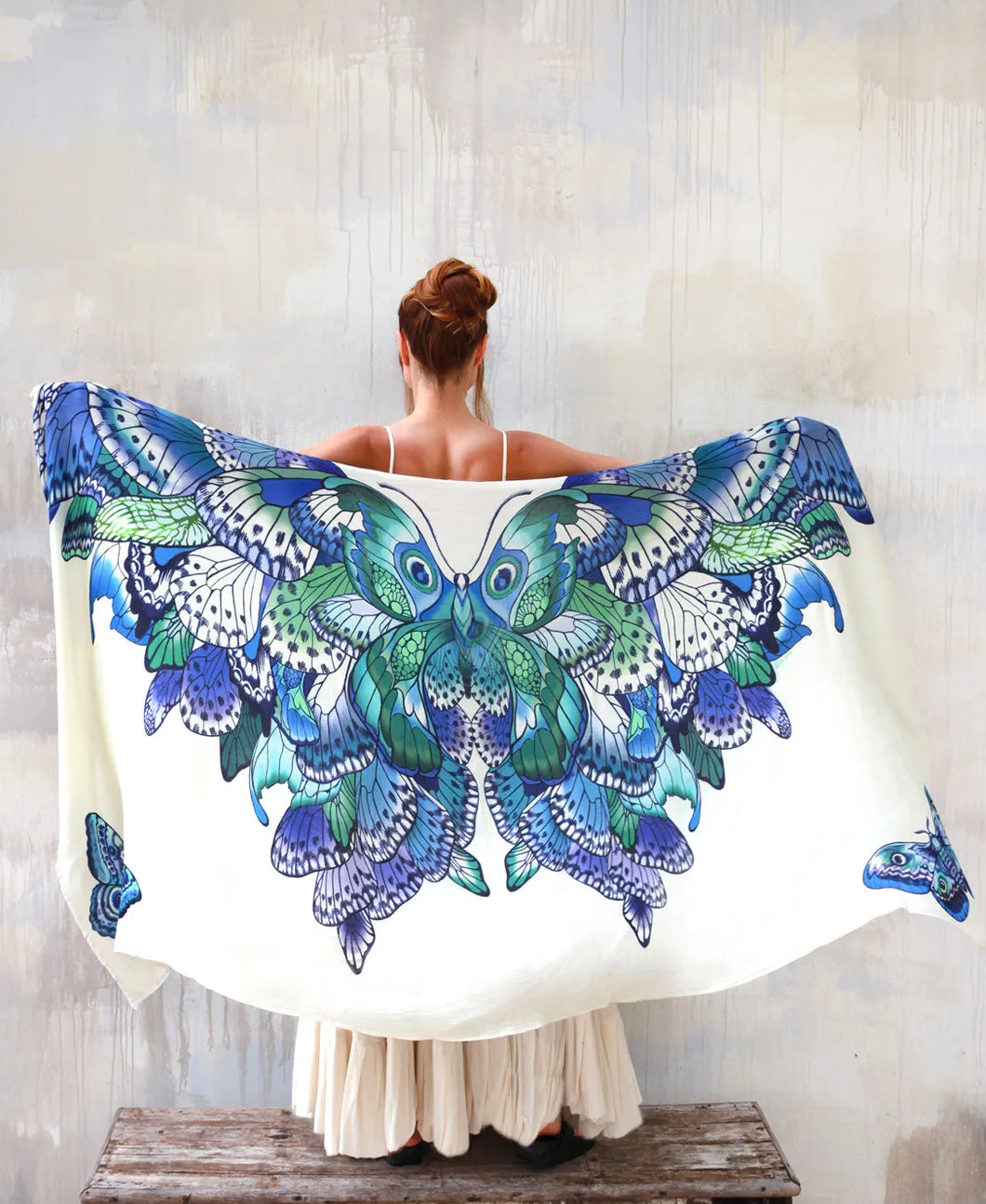 Blue Butterfly Tribal Shawl