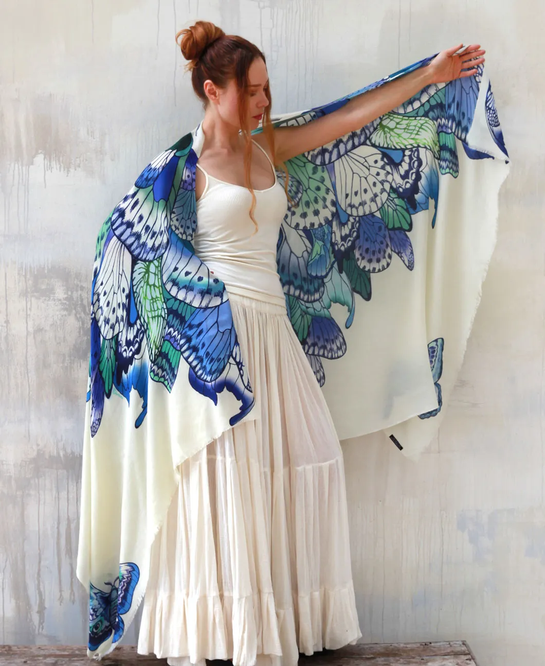 Blue Butterfly Tribal Shawl