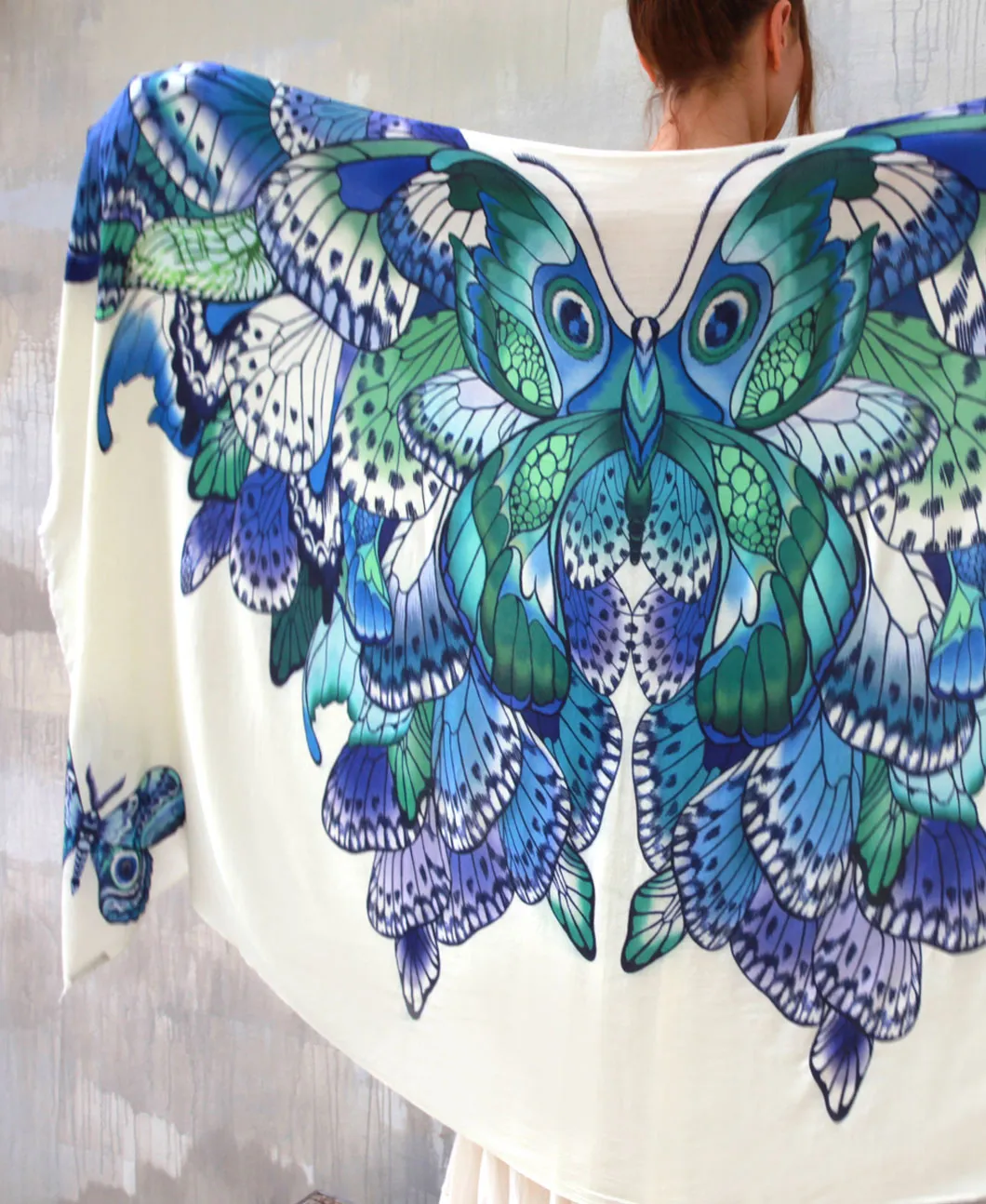 Blue Butterfly Tribal Shawl