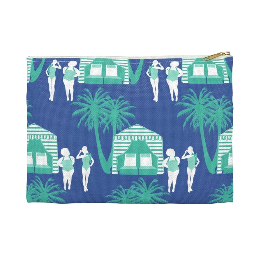 Blue Cabana Small Flat Zip Pouch