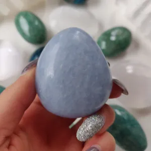 Blue Calcite Palm Stone (#1)