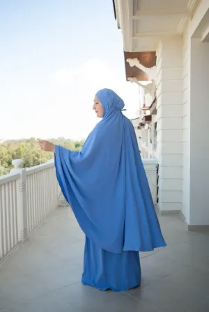 Blue Calinia prayer gown two piece set khimar for omrah