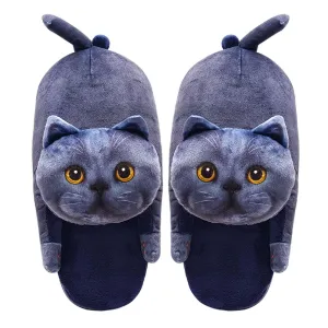 Blue Cat Slippers