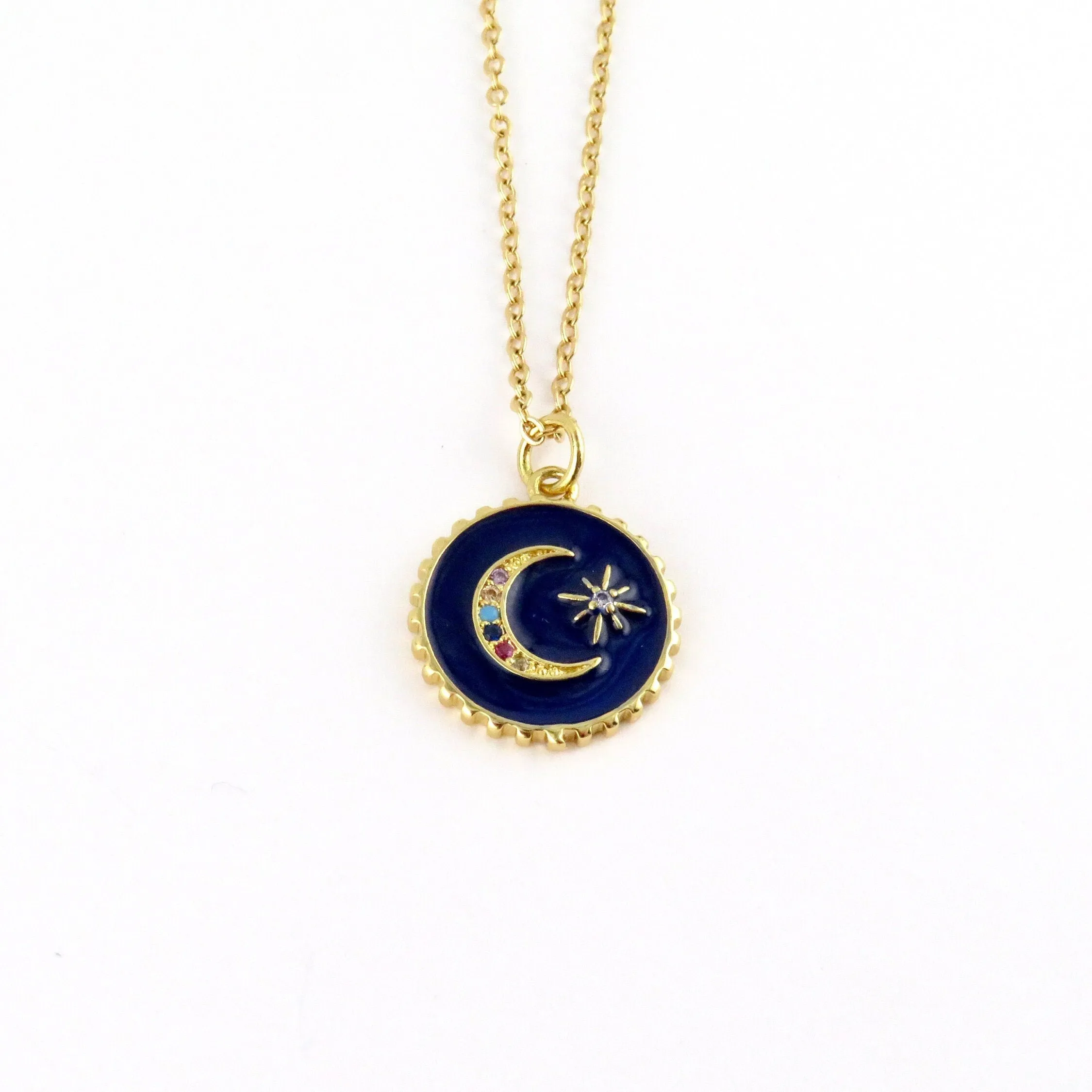 Blue Celestial Disc Necklace