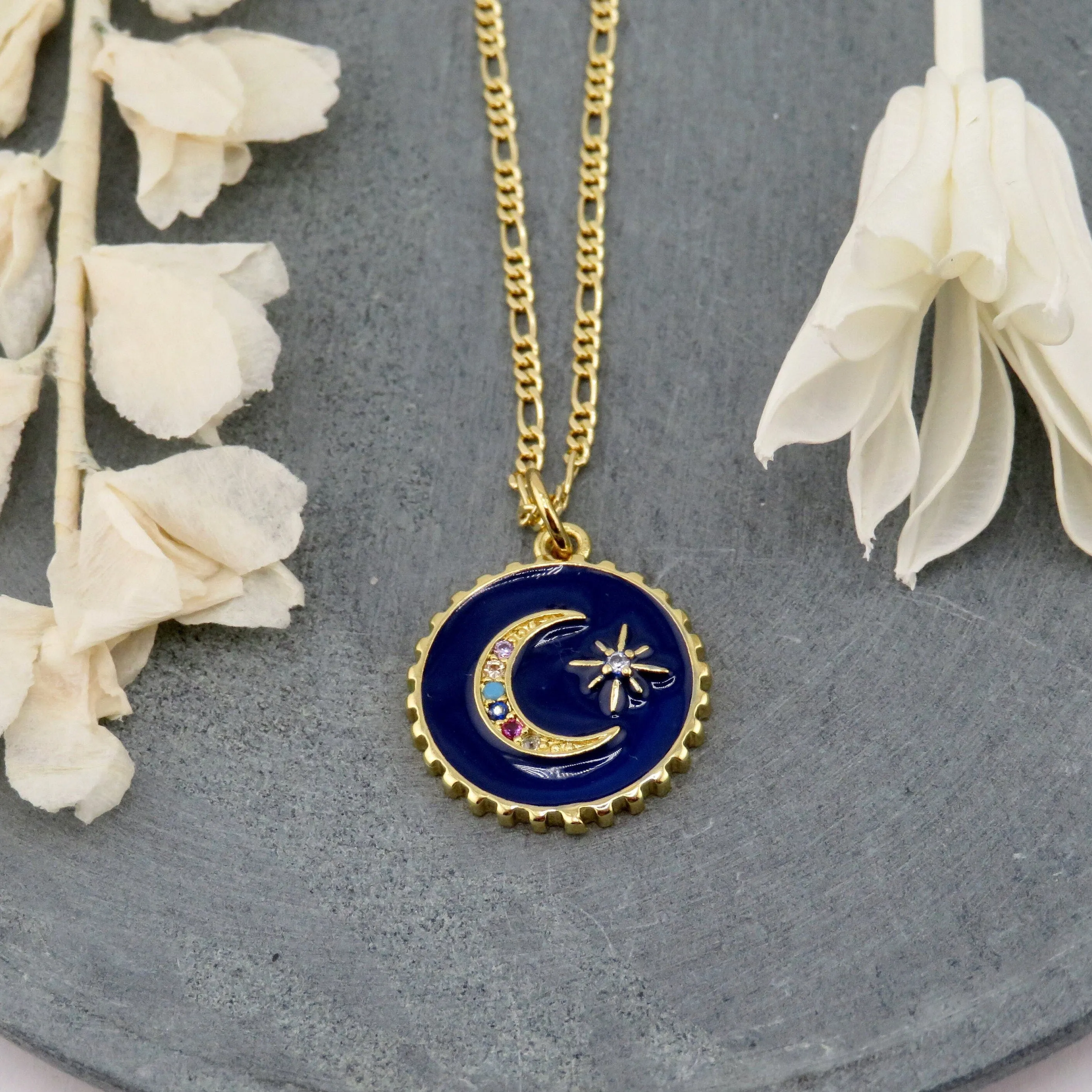 Blue Celestial Disc Necklace