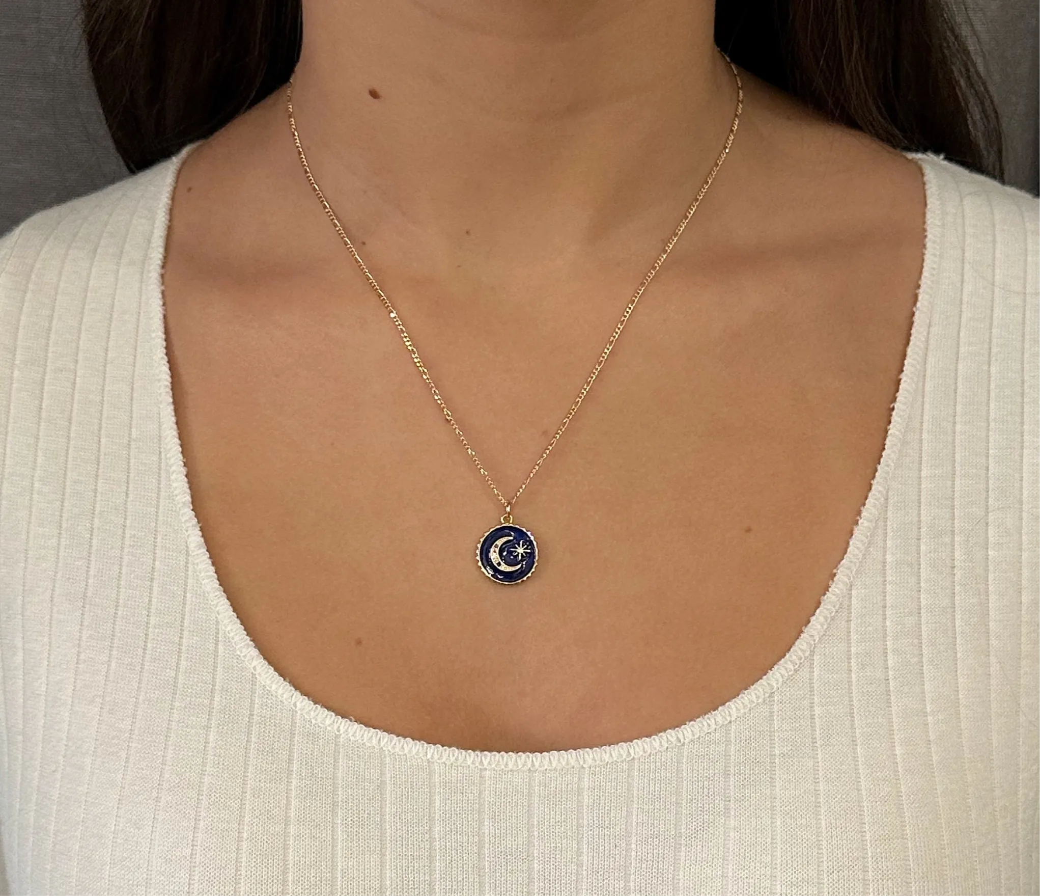 Blue Celestial Disc Necklace