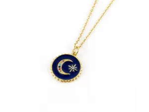 Blue Celestial Disc Necklace