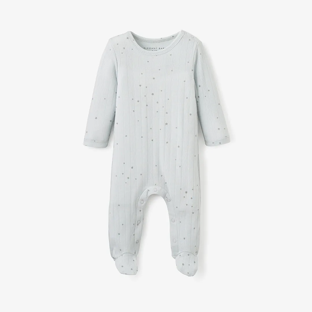 Blue Celestial Organic Ribbed Cotton Baby Jumpsuit