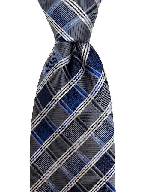 Blue, Charcoal and Silver Extra Long Tie