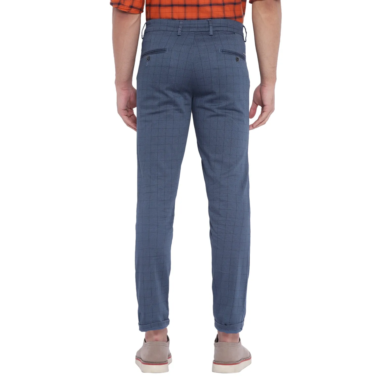 Blue Checked Narrow Fit Trouser