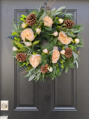 Blue Christmas Winter Wreath