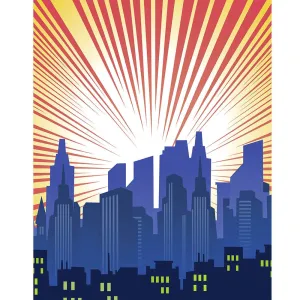 Blue Cityscape Printed Backdrop