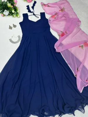 Blue Color Designer Anarkali Gown