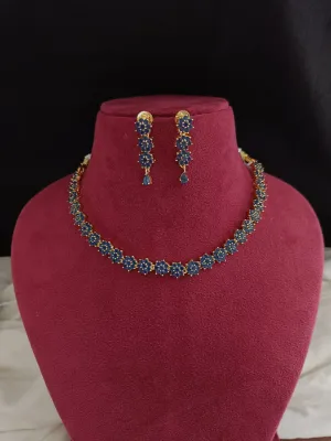 Blue Color Gold-plated Zircon Necklace Set