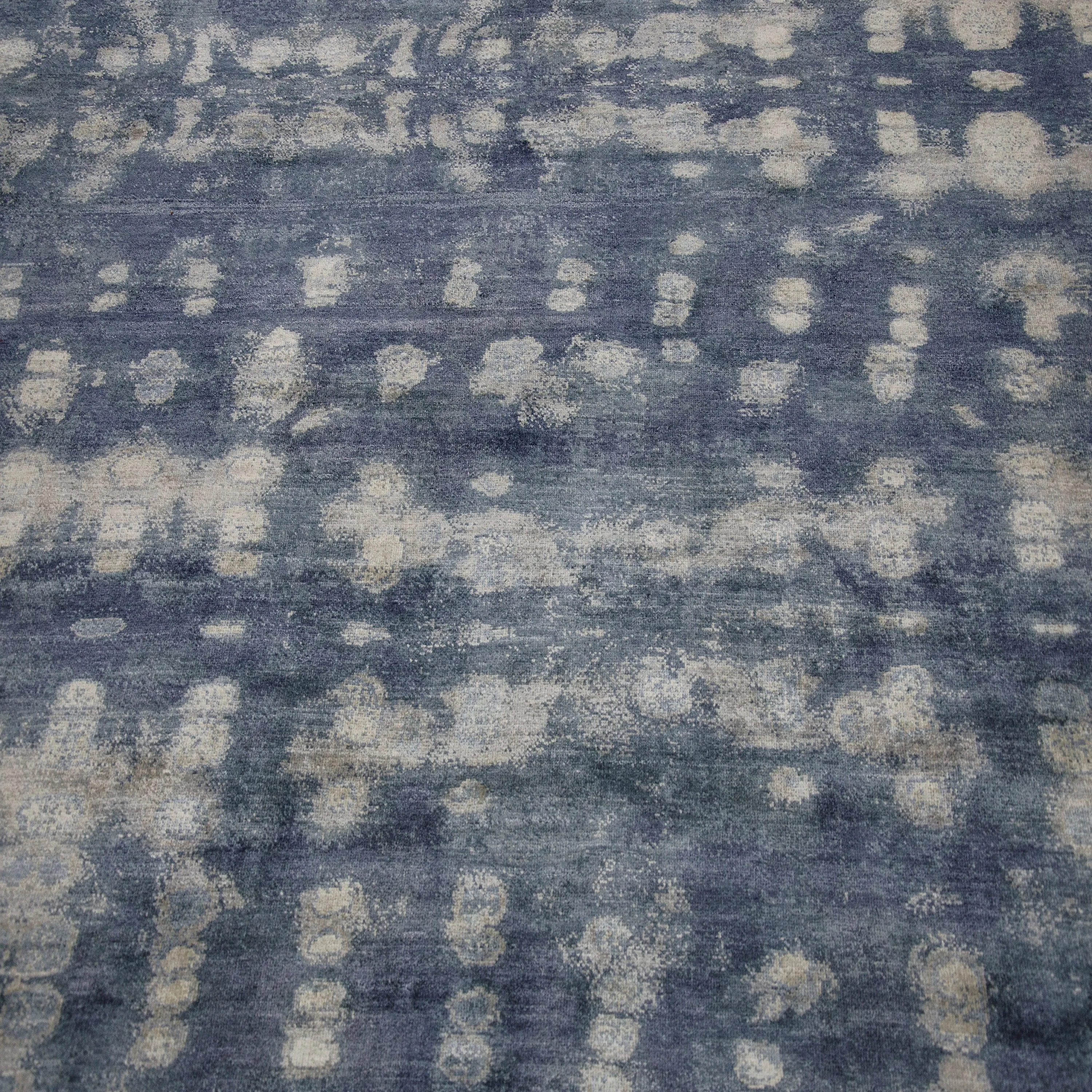 Blue Contemporary Silk Wool Blend Rug - 9' x 12'