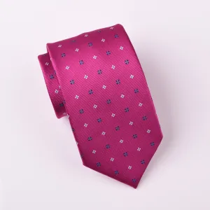 Blue Contrast Inverted Daisy Floral Magenta Red Woven Tie