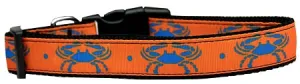 Blue Crabs Nylon Dog Collar Medium Narrow