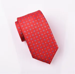 Blue Diamond Ninja Star White Studs Red Modern Woven Tie 3"