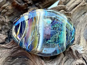 Blue Dichroic Organic Lampwork Focal Bead SRA