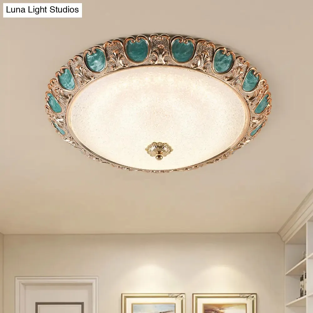 Blue Dome Ceiling Light with LED and Country Cream Glass, in Warm/White Light, Available in 3 Sizes