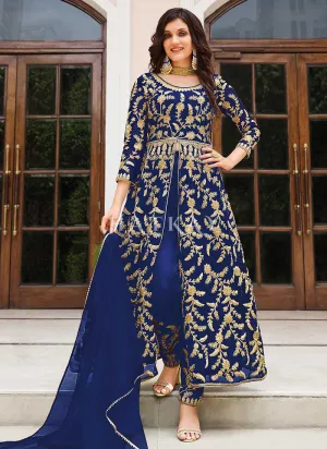 Blue Embroidered Designer Anarkali Suit