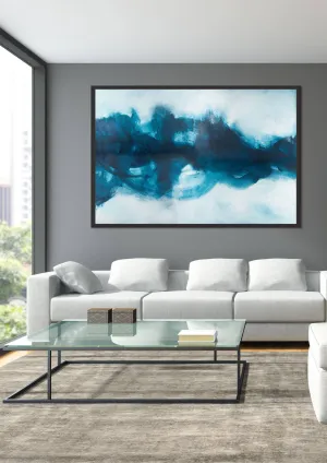 Blue extra large wall art, Modern Minimalist contemporary print, Contemporary Wall Painting, Brush Stroke Print, Camilo Mattis