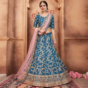 Blue Festive Wear Dori Thread Sequins Work Art Silk Lehenga Choli