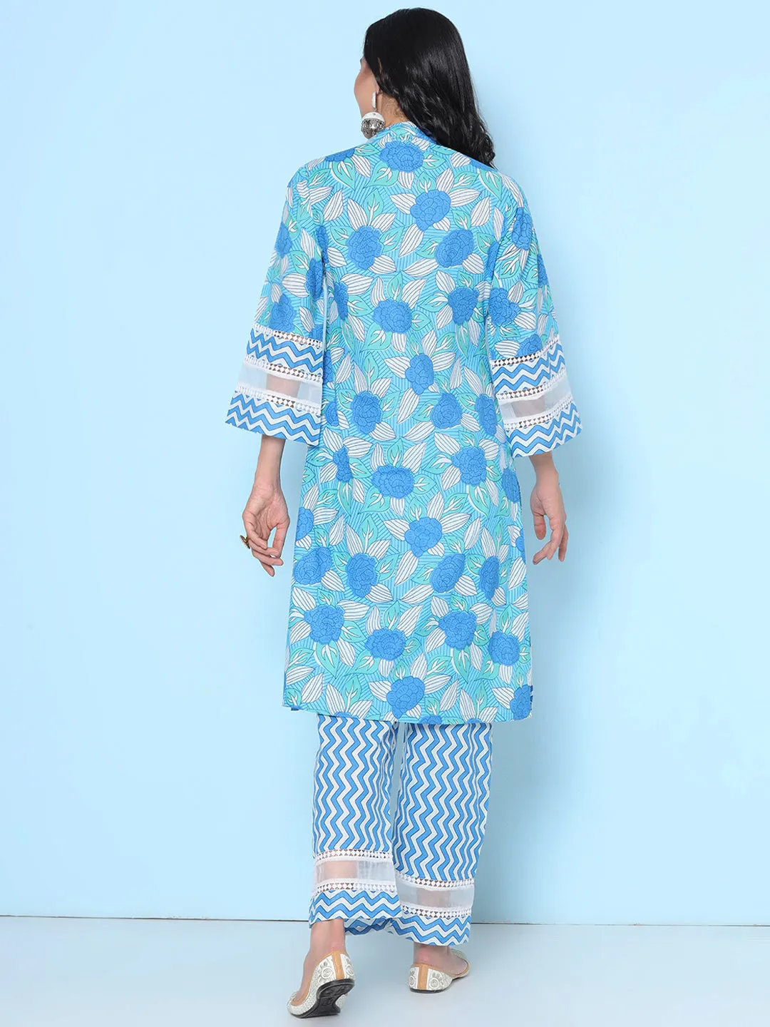 Blue Floral Printed Kurta set