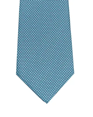 Blue Geometric Italian Silk Printed Tie