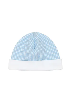 Blue Gingham Baby Hat