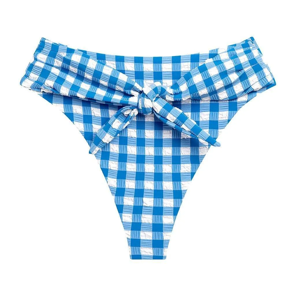 Blue Gingham Paula Tie-up Bikini Bottom