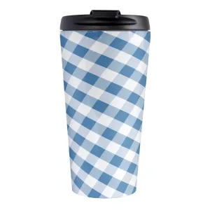 Blue Gingham Travel Mug