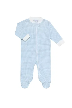 Blue  Gingham Zipper Footie