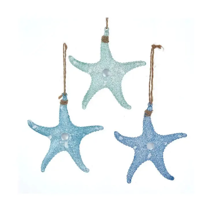 Blue Glitter Starfish Ornament