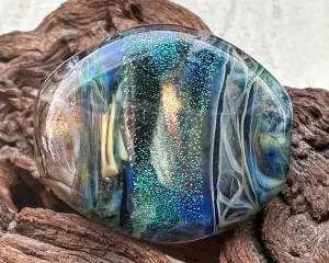 Blue Green Dichroic Shimmer Lampwork Focal Bead SRA