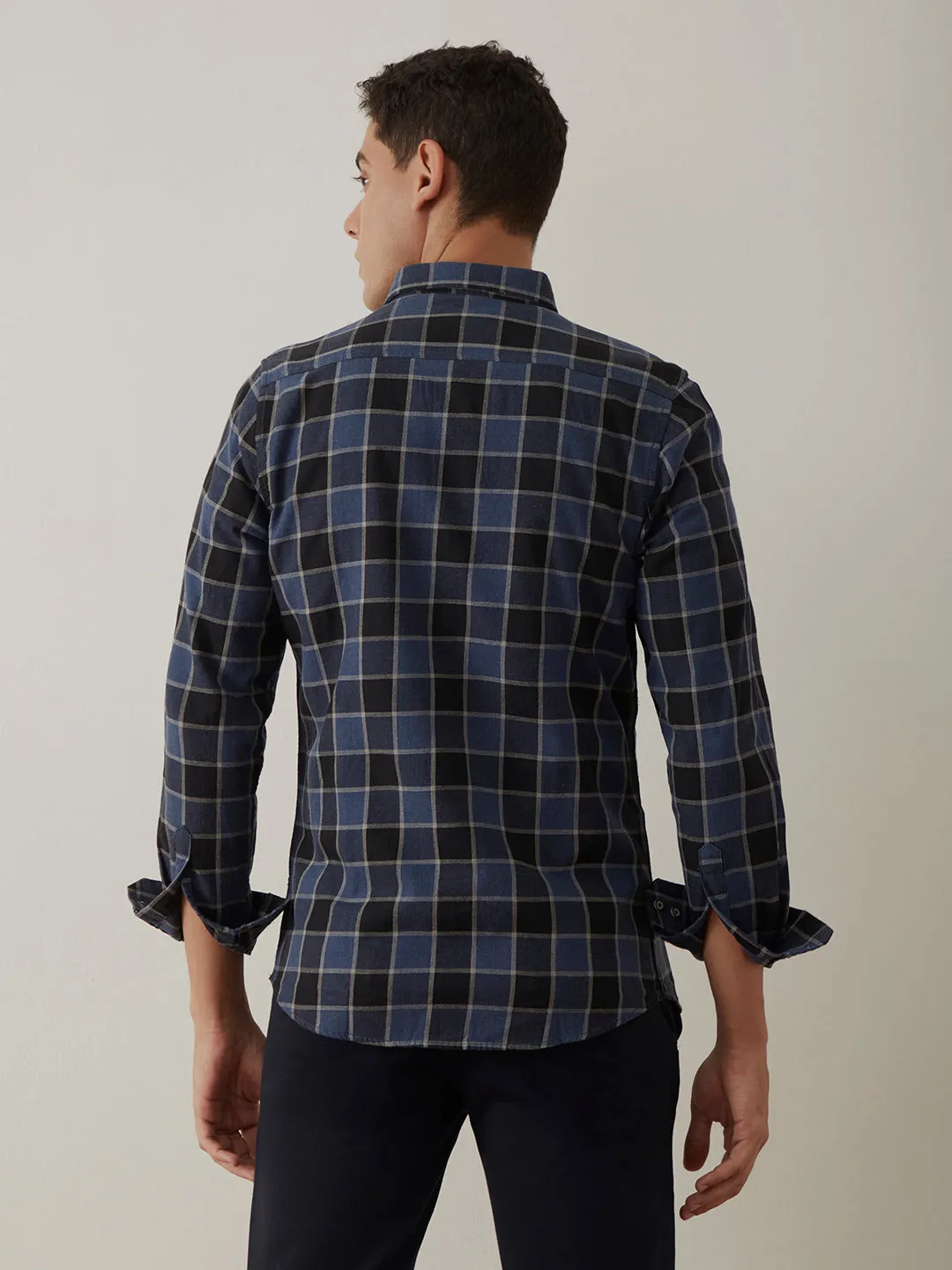 Blue Grey Checks Shirt