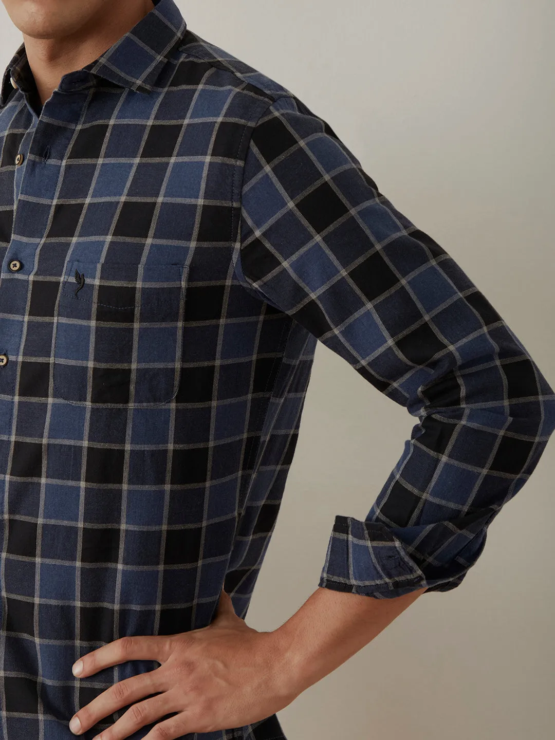 Blue Grey Checks Shirt