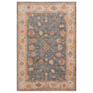 Blue-Grey Oushak Angora Wool Rug - 6' x 9'