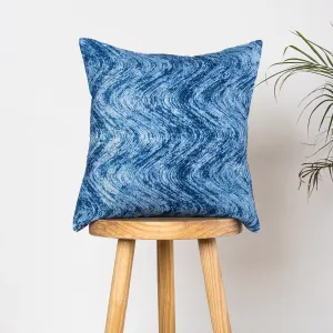 Blue Hand Block Wave Printed Reversible Cotton Sofa Cushions Cover