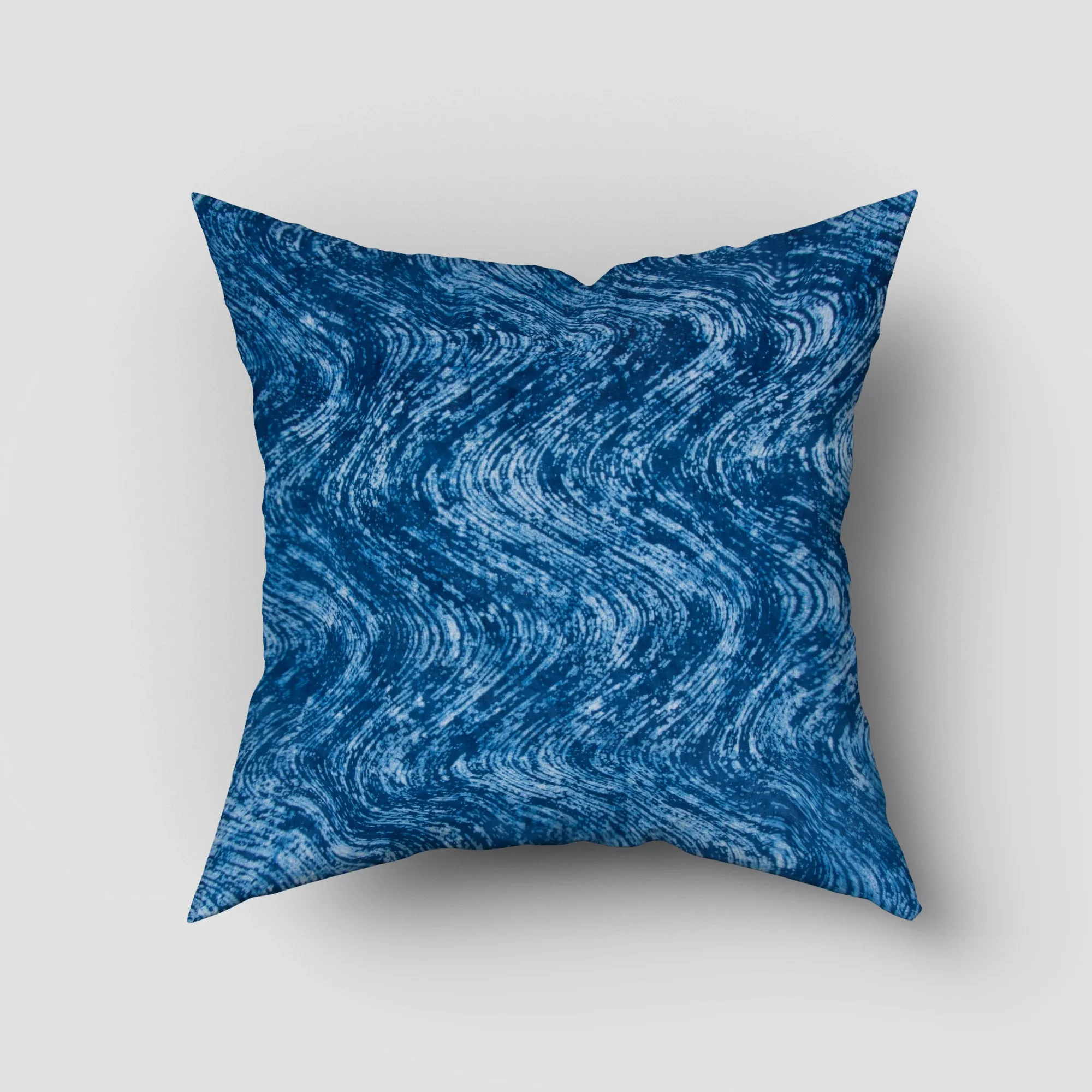 Blue Hand Block Wave Printed Reversible Cotton Sofa Cushions Cover