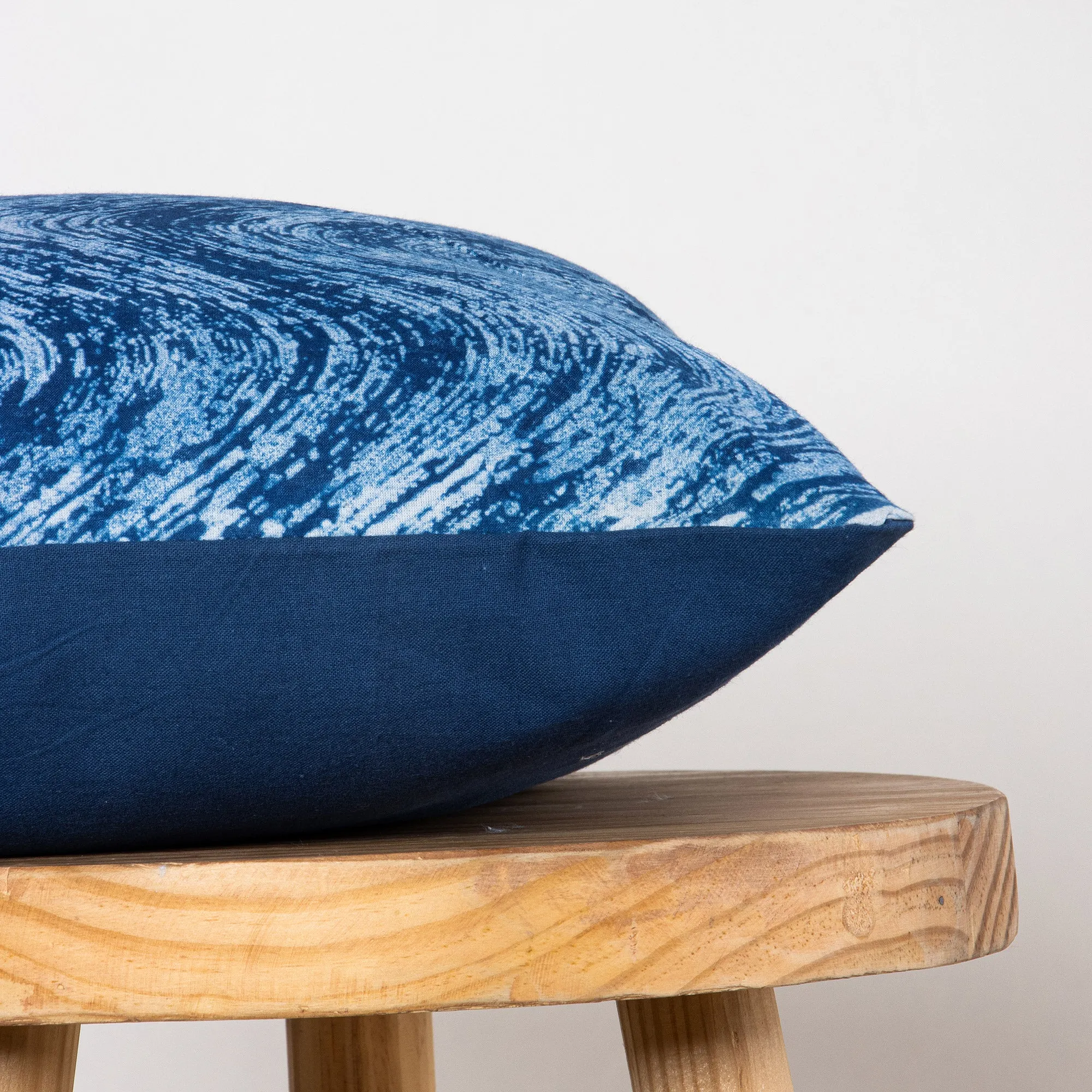 Blue Hand Block Wave Printed Reversible Cotton Sofa Cushions Cover