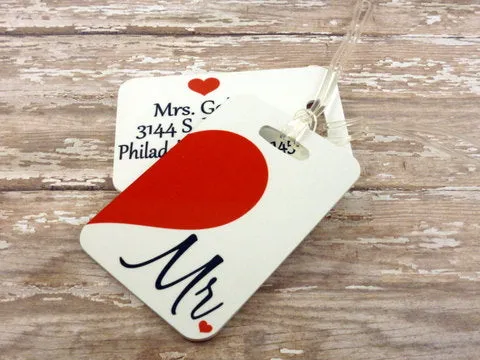 Blue Heart Mr. and Mrs. Luggage Tags