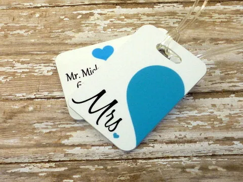 Blue Heart Mr. and Mrs. Luggage Tags