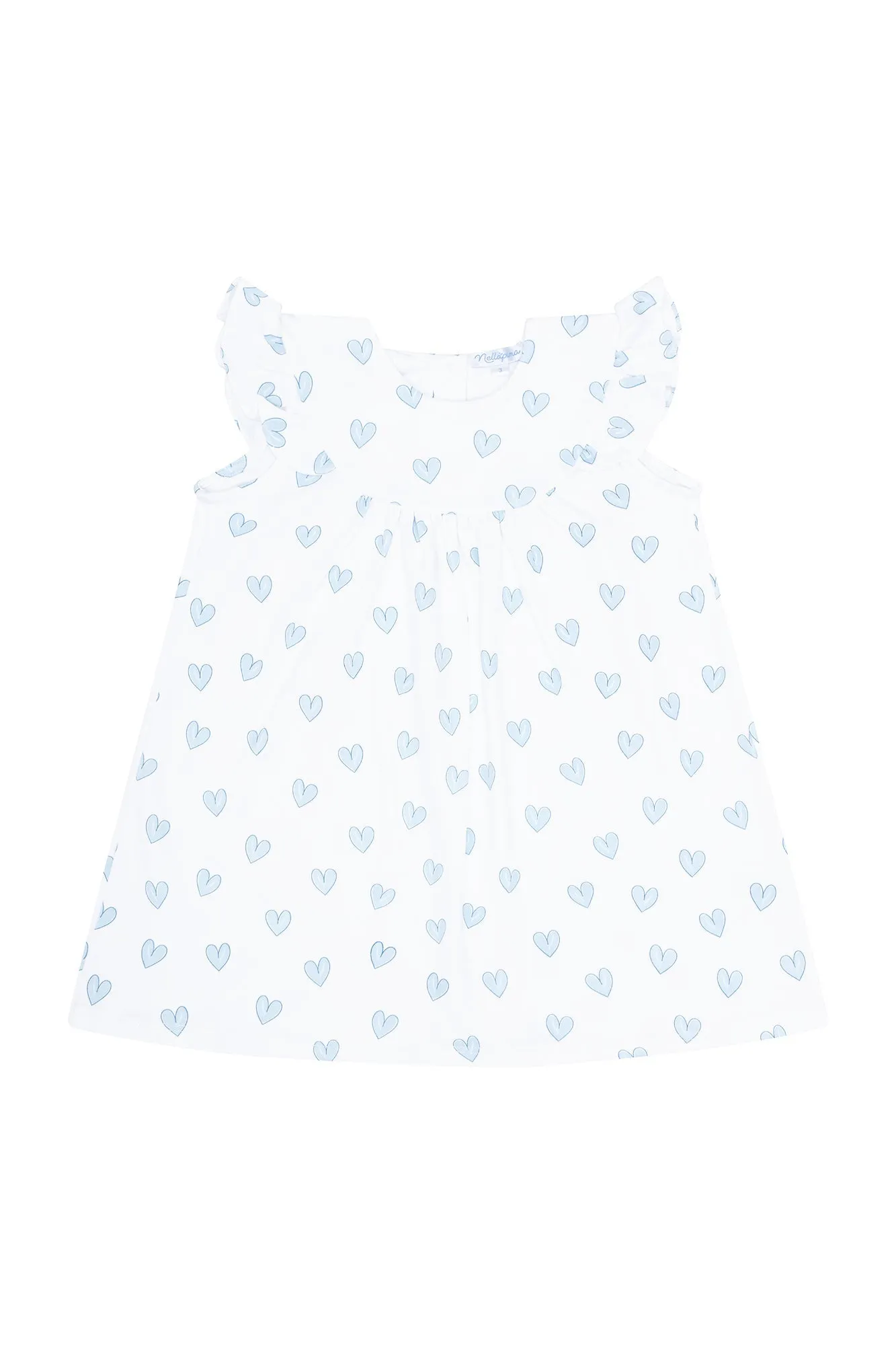 Blue Heart Print Scoop Neck Dress