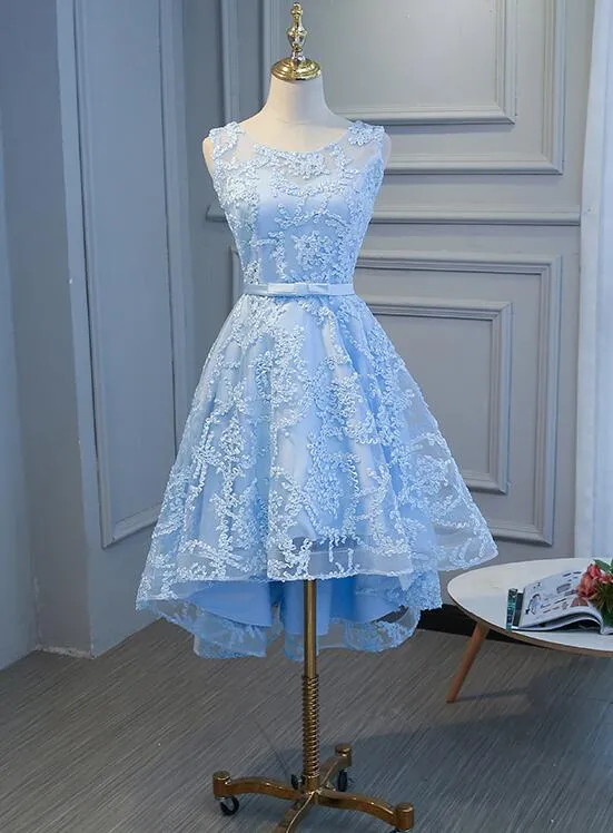 Blue High Low Fashionable Homecoming Dress, Cute Prom Dress