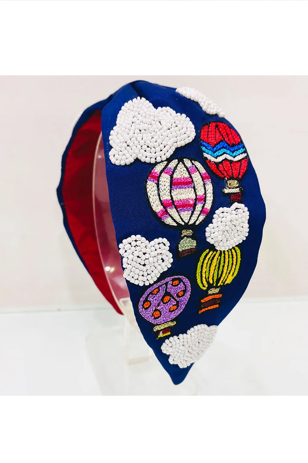 Blue Hot Air Balloon Embroidered Hairband