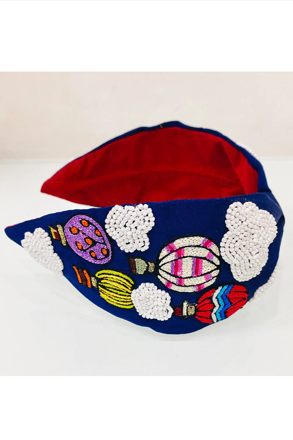 Blue Hot Air Balloon Embroidered Hairband